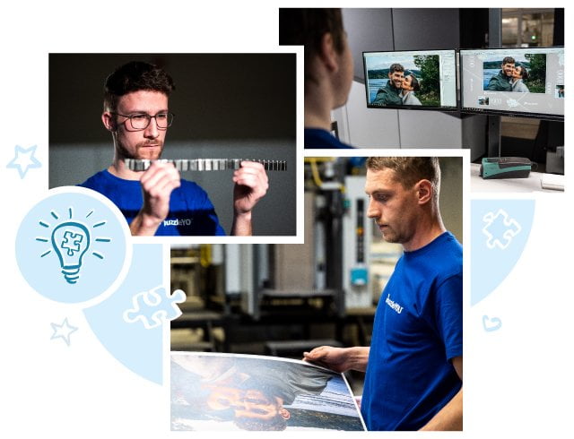 Vero e proprio artigianato: i nostri dipendenti stampano e sviluppano gli utensili per la punzonatura dei puzzles.