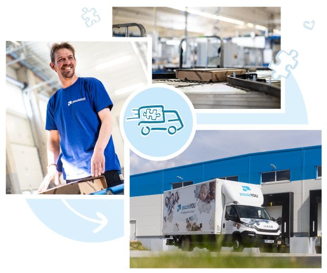 Collaboratori competenti organizzano la spedizione dei nostri puzzles in 23 paesi in Europa e Nord America: il puzzle di puzzleYOU sarà a tua disposizione dopo pochi giorni.