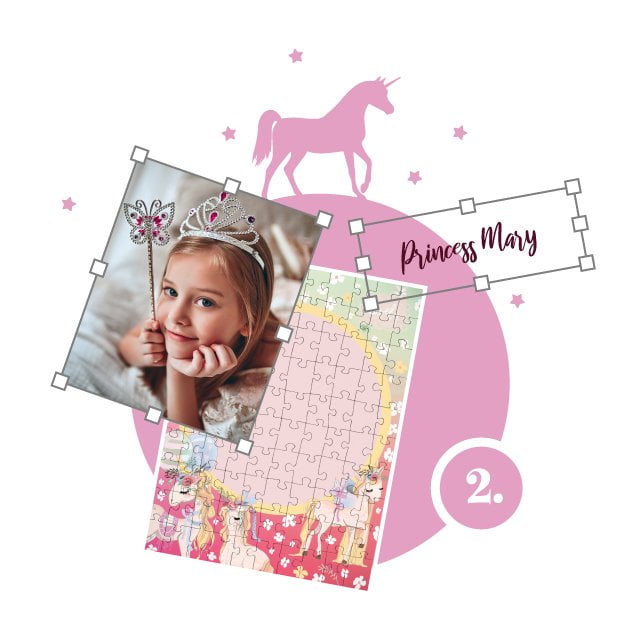 Carica le foto e colloca a piacere un testo o una frase sul puzzle