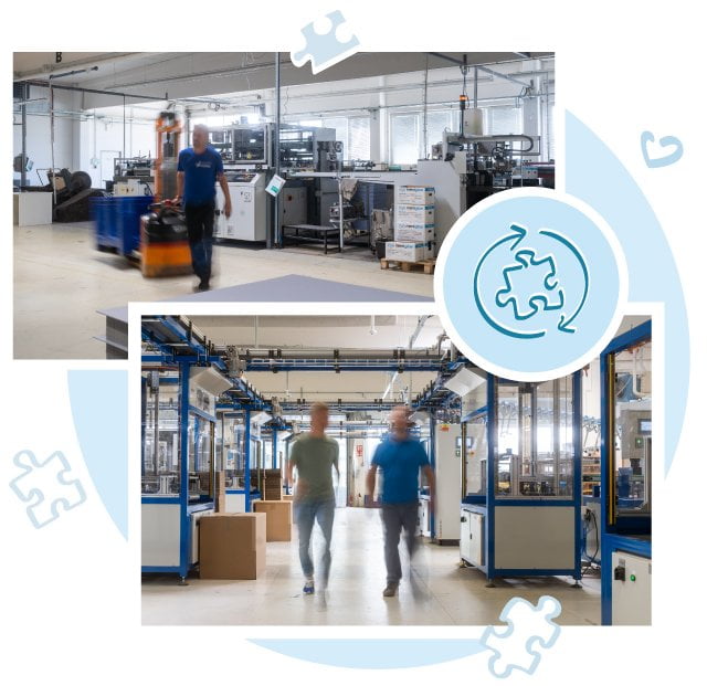 Per la produzione dei puzzles nel nostro moderno edificio, ci affidiamo all'elettricità verde