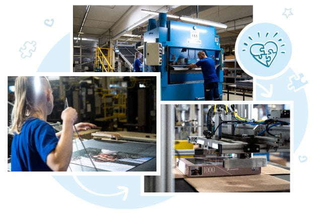 I puzzles e i giochi personalizzati dei nostri clienti vengono ritagliati con coltelli di precisione e confezionati in scatole dal design personalizzato