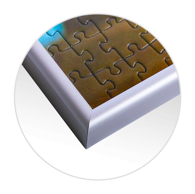 Cornice per foto puzzle; visualizzazione dettagliata angolo